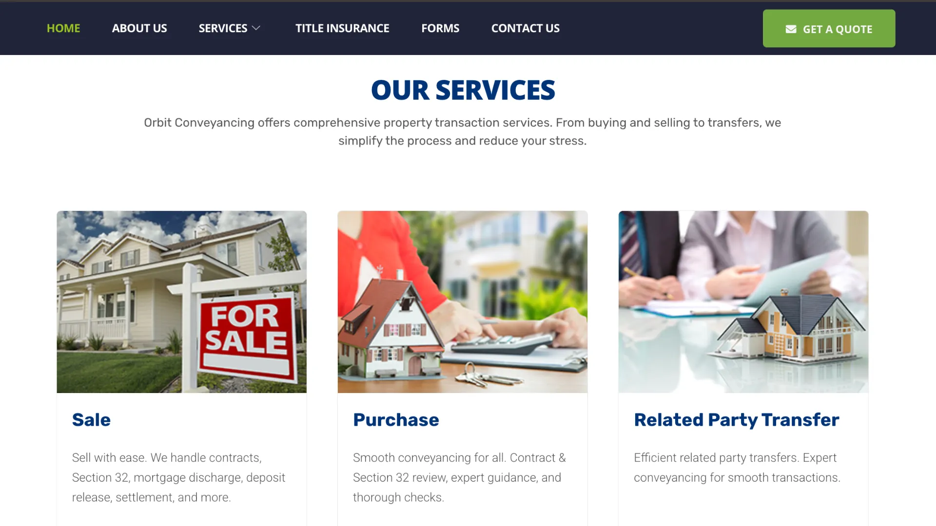 Orbit Conveyancing website, image 3